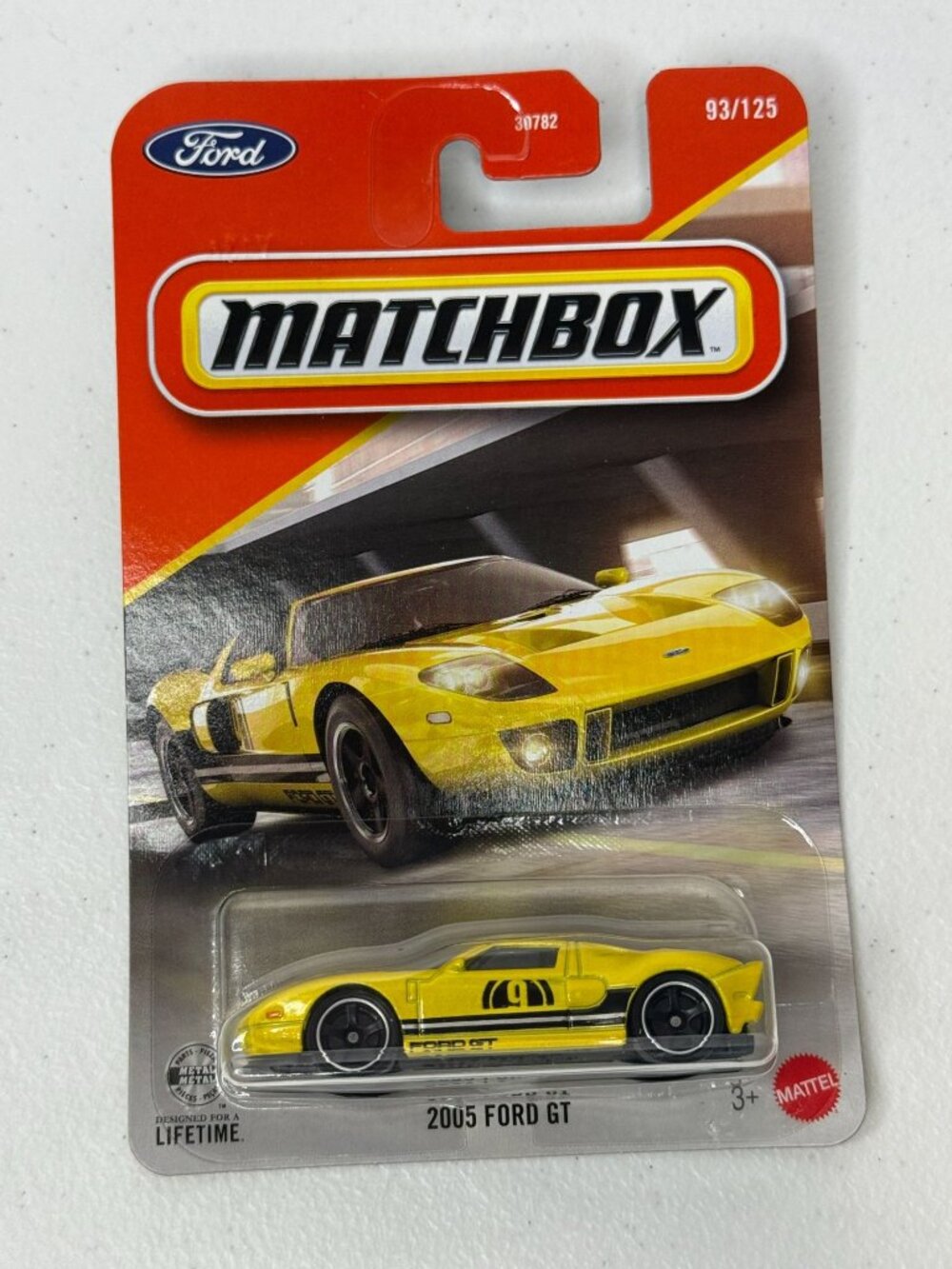 Matchbox 2005 Ford GT Yellow Black Stripes 93/125 Diecast